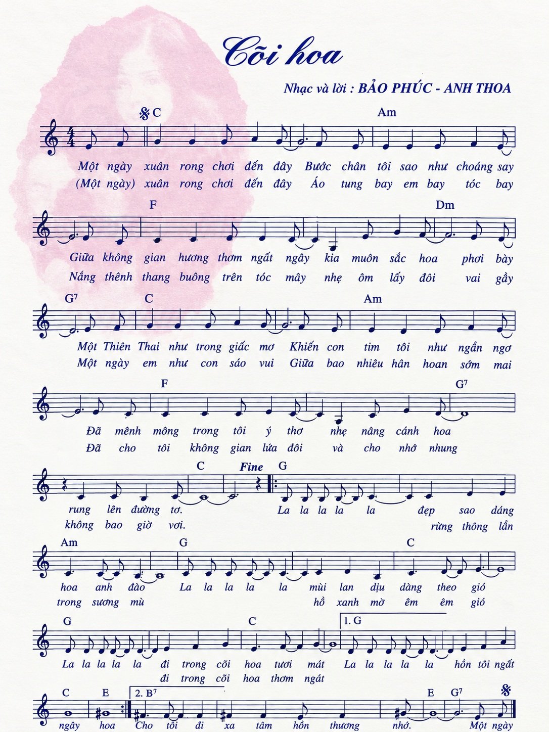 Sheet nhạc Cõi Hoa